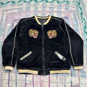 Dragonfly Sukajan Reversible Embroidered Tiger Face Jacket Black L #FE CAA